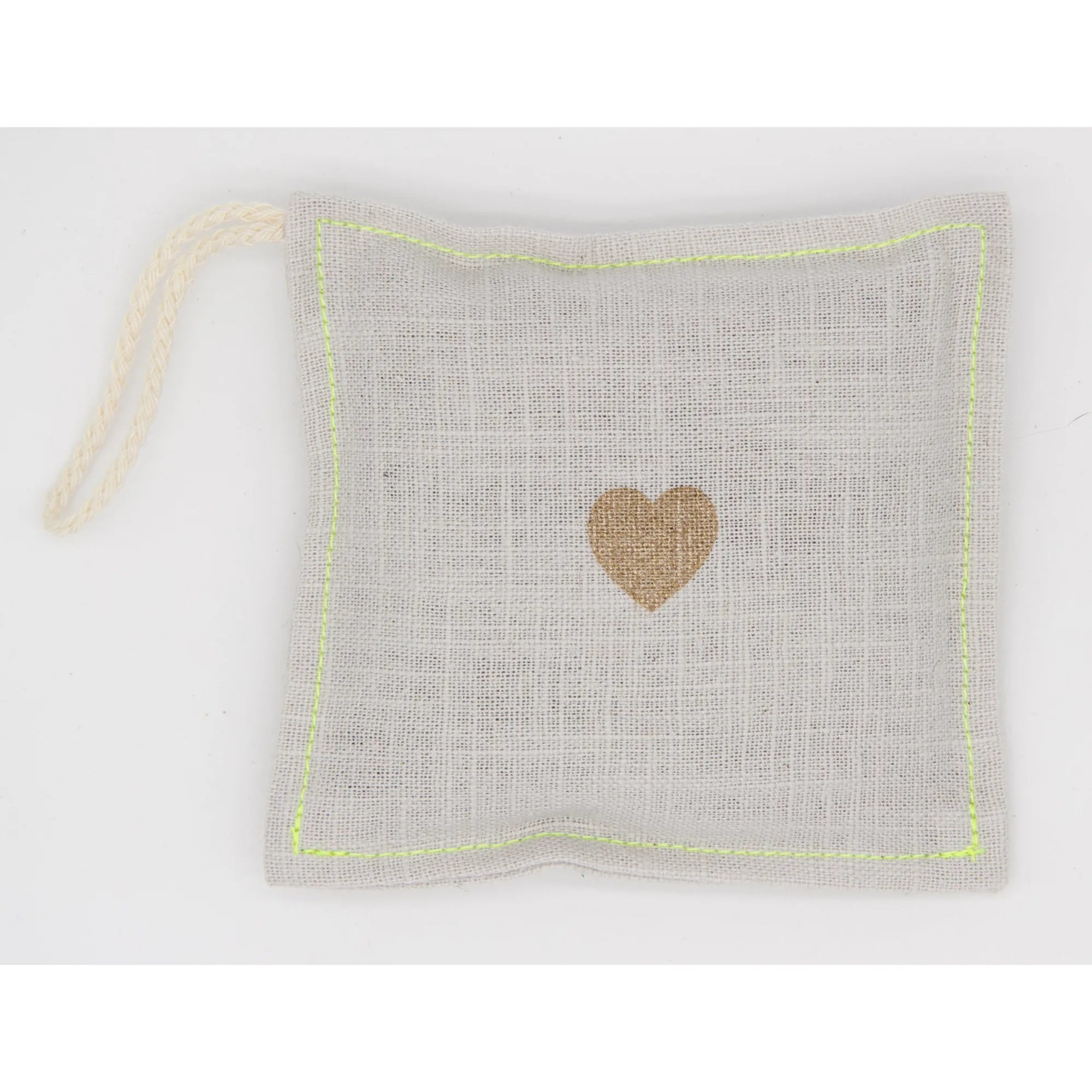 Duftsachet 10x10cm Leinen, Minze Light Grey / Neongelb