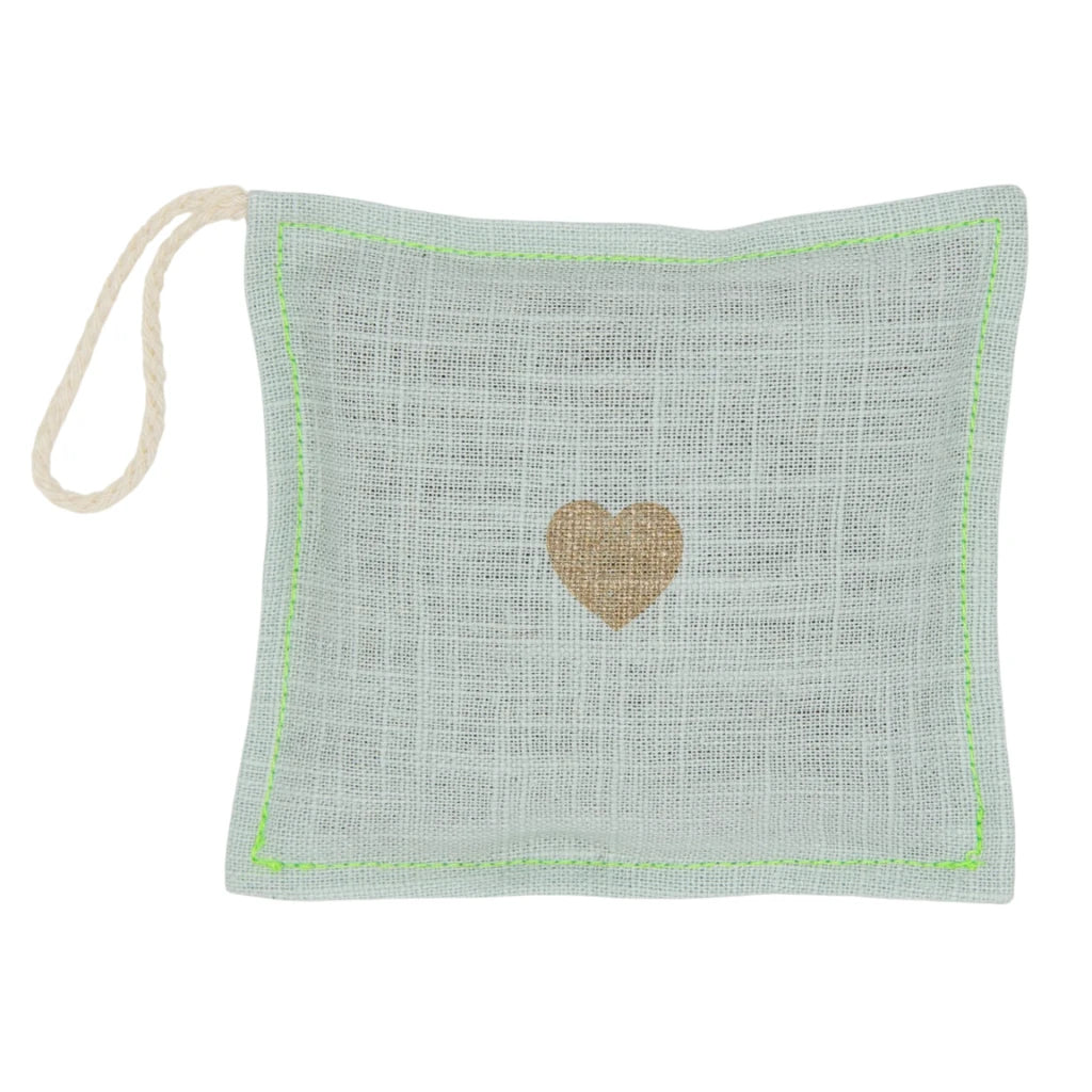 Leinen Duftsachet 10x10cm, Minze, Light Grey / Neongrün