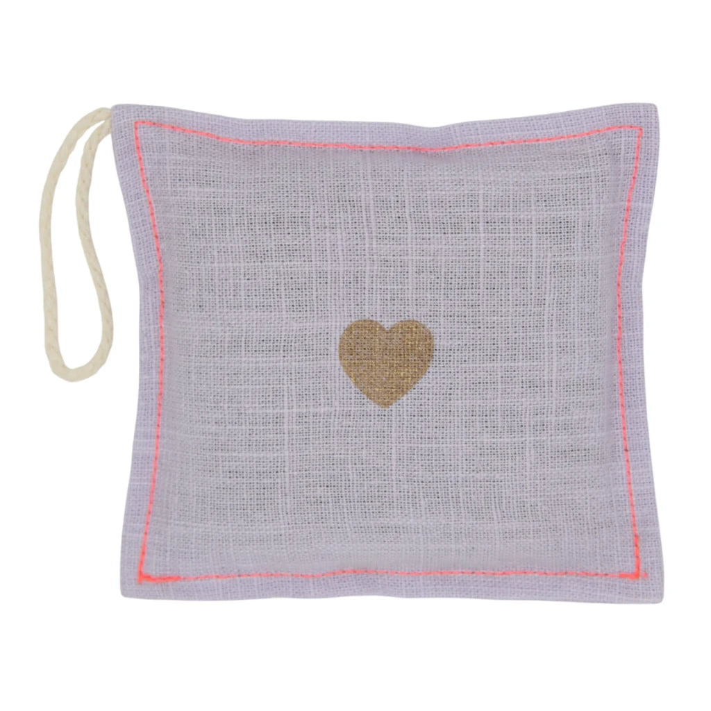 Leinen Duftsachet 10x10cm, Lavendel, Light Lilac / Neonpink