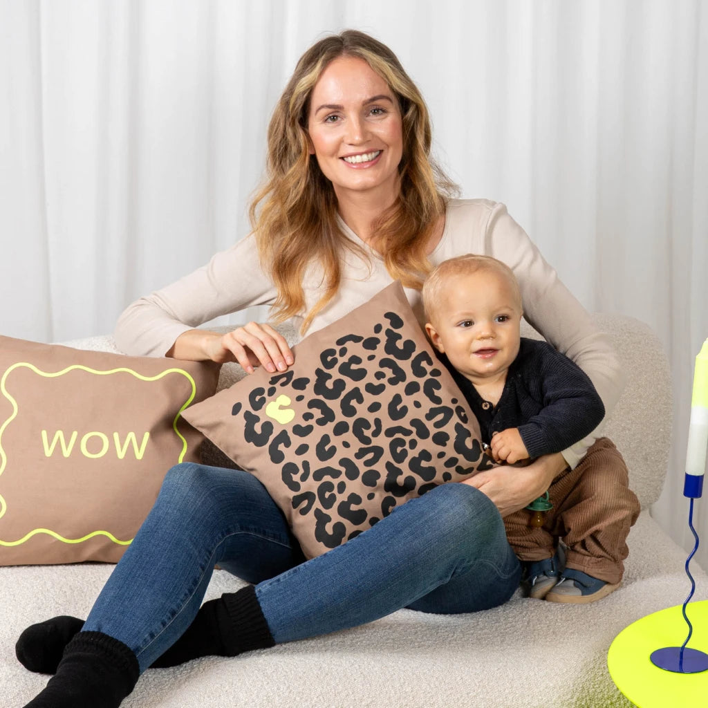 Kissenbezug 40x40cm, Canvas taupe Leo Allover groß