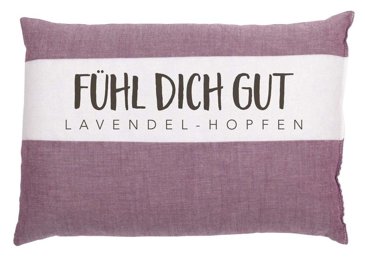 Duftkissen 20x30cm "Fühl Dich Gut - Lavendel-Hopfen", Streifen/Melange Aubergine