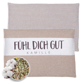 Duftkissen 20x30cm "Fühl Dich Gut - Kamille", Streifen/Melange Sand