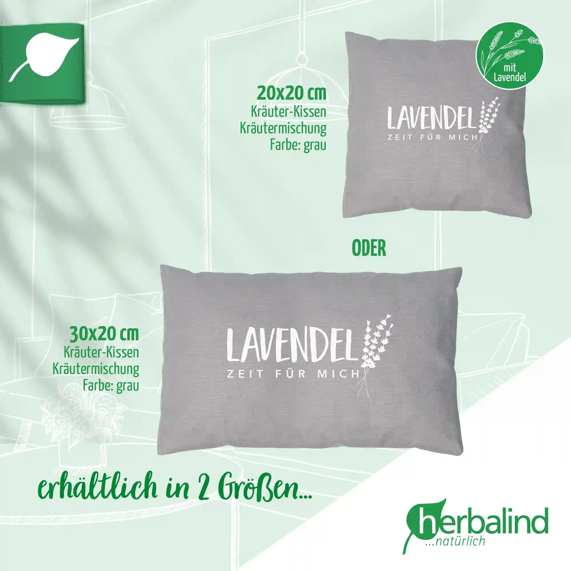 Lavendelkissen 20x20cm "Lavendel - Zeit für mich", Grau