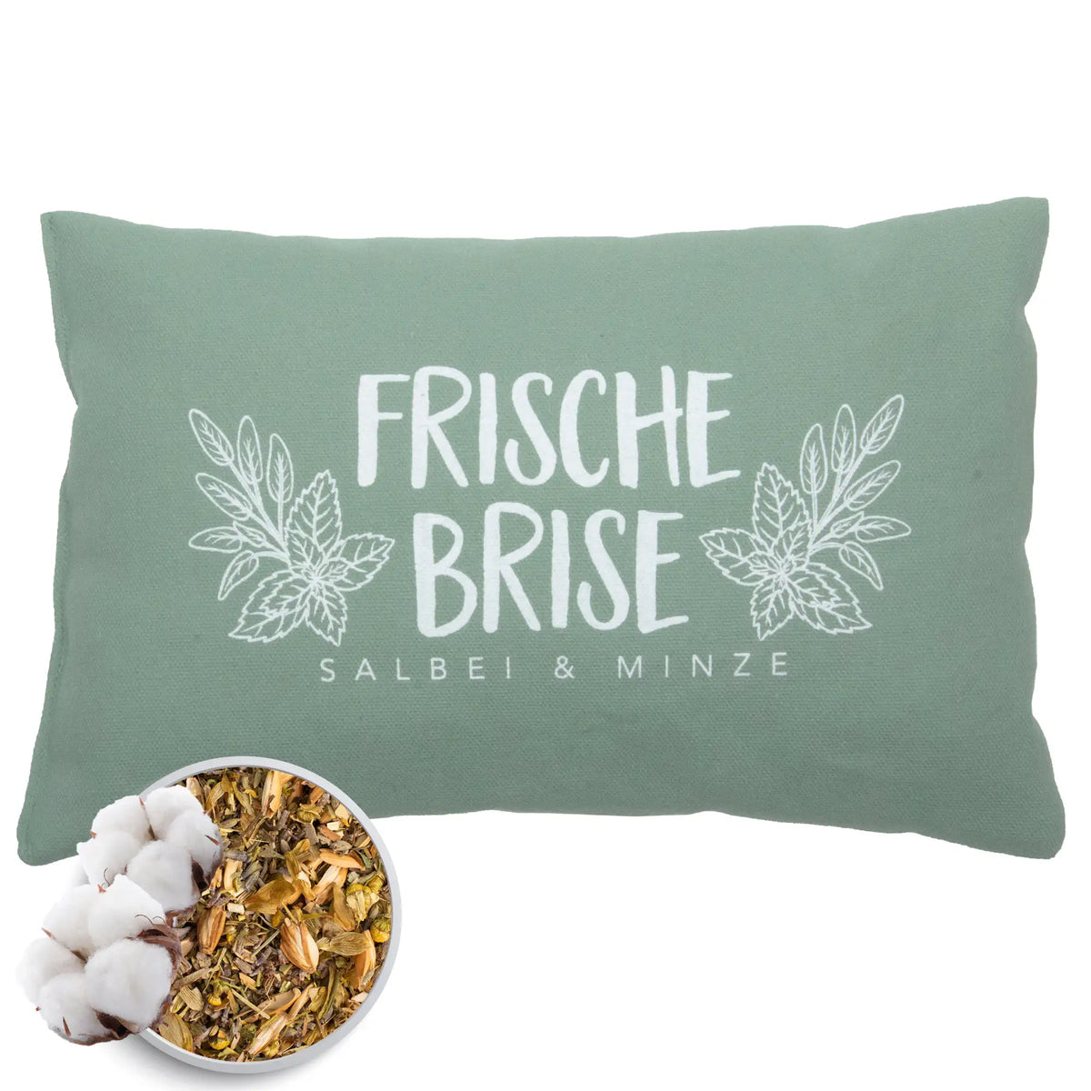 Kräuterkissen 20x30cm "Frische Brise - Salbei & Minze", Lindgrün