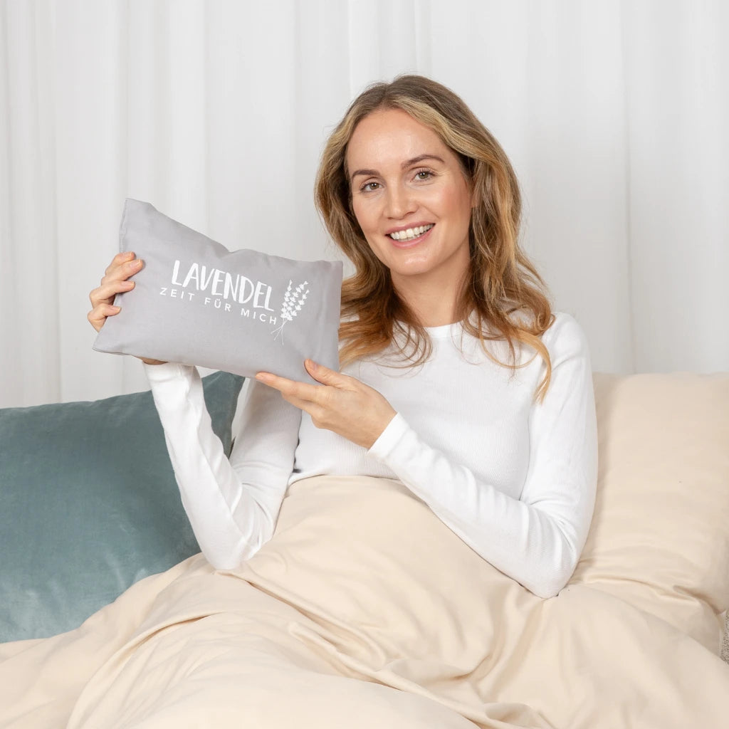 Lavendelkissen 20x30cm, "Lavendel - Zeit für mich", Grau