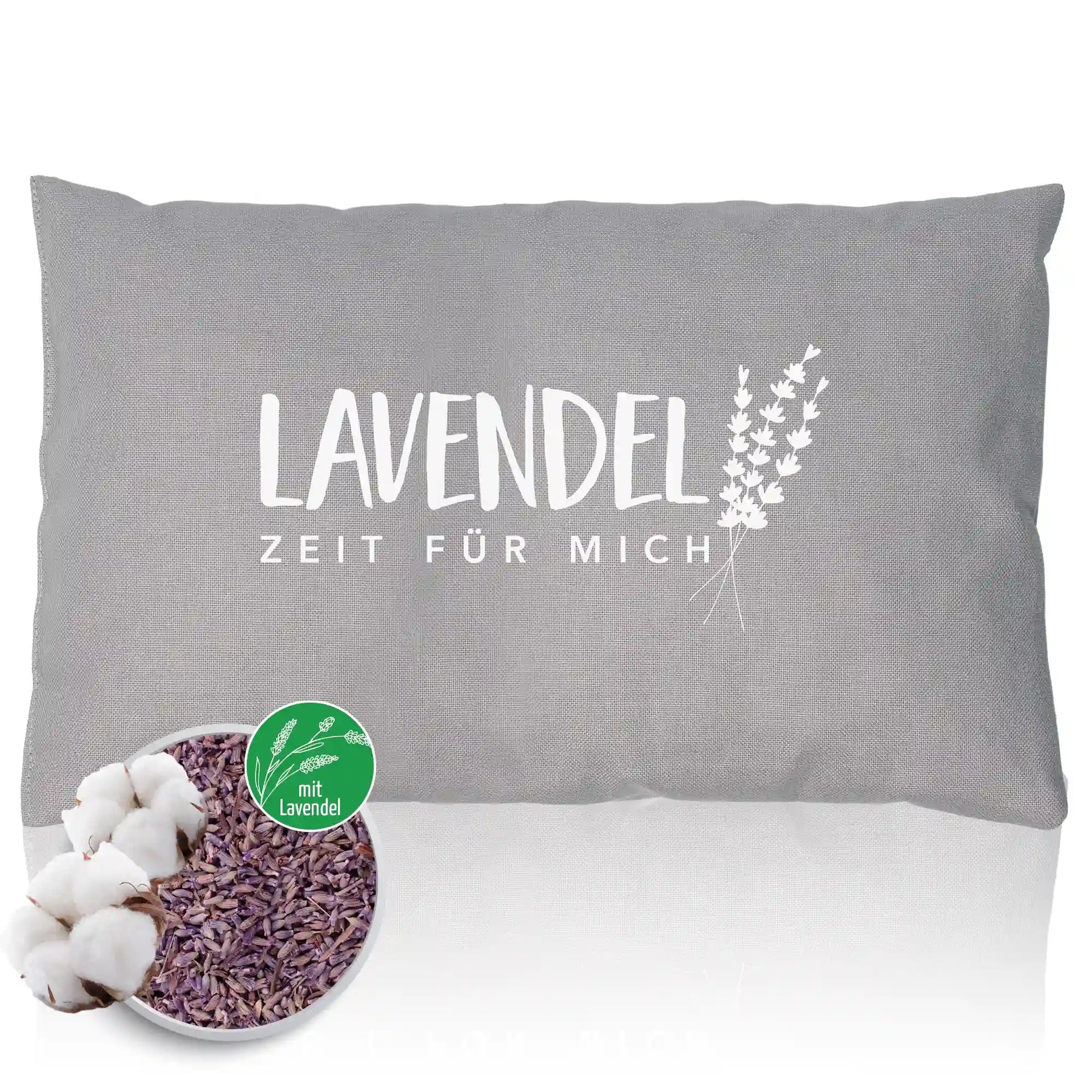 Lavendelkissen 20x30cm "Lavendel - Zeit für mich", Grau