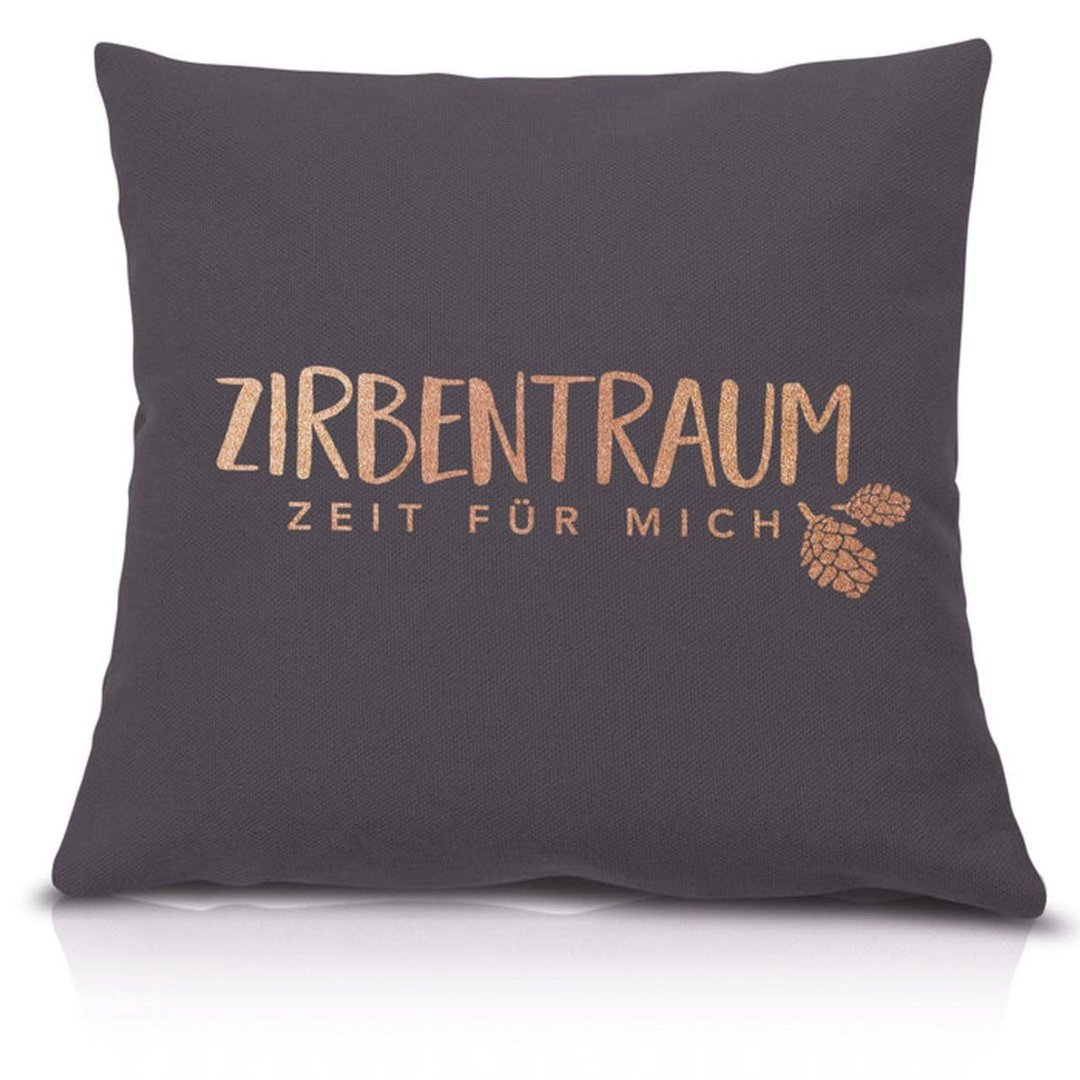 Zirbenkissen, Zirbentraum Zeit fuer mich, anthrazit, Zirbenholz, 40x40cm, 5600_2