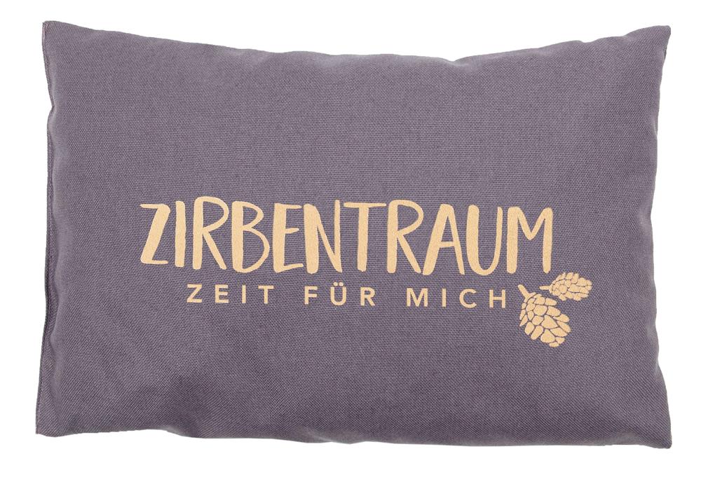 Zirbenkissen 20x30cm "Zirbentraum - Zeit für mich", Anthrazit