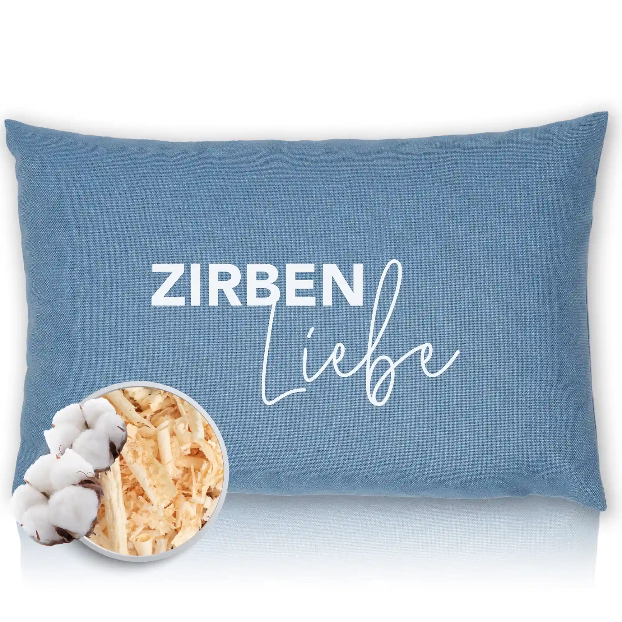 Zirbenkissen 20x30cm "Zirbenliebe", Blue