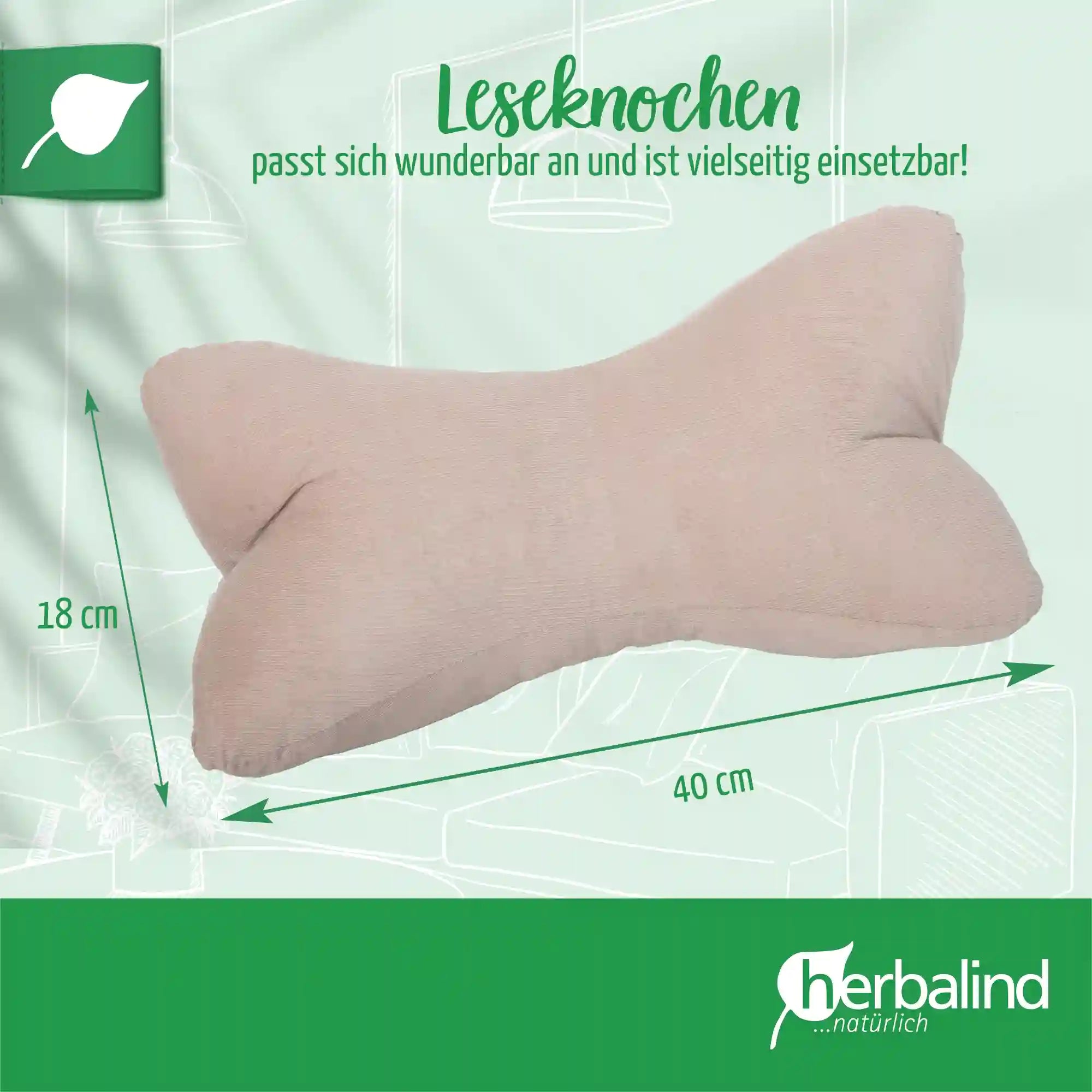 Leseknochen 40x18cm, Babycord braun