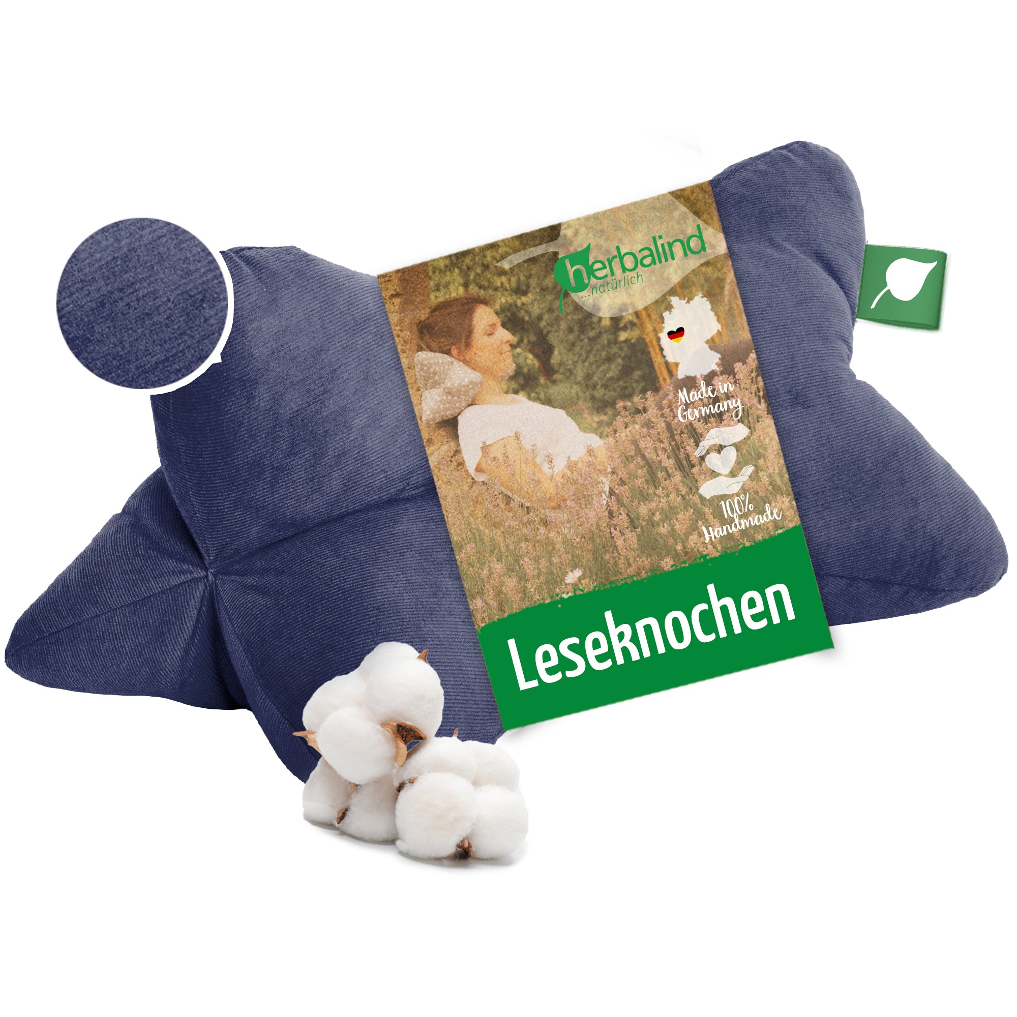 Leseknochen 40x18cm, Babycord dunkelblau