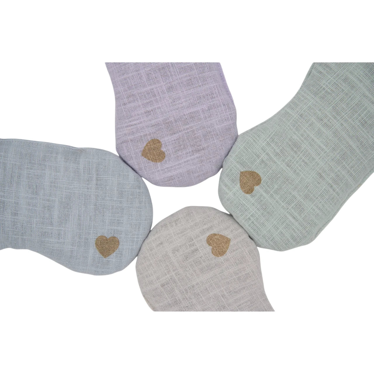 Leinen Augenkissen mit Rapssamen, Herzchen, Light Grey