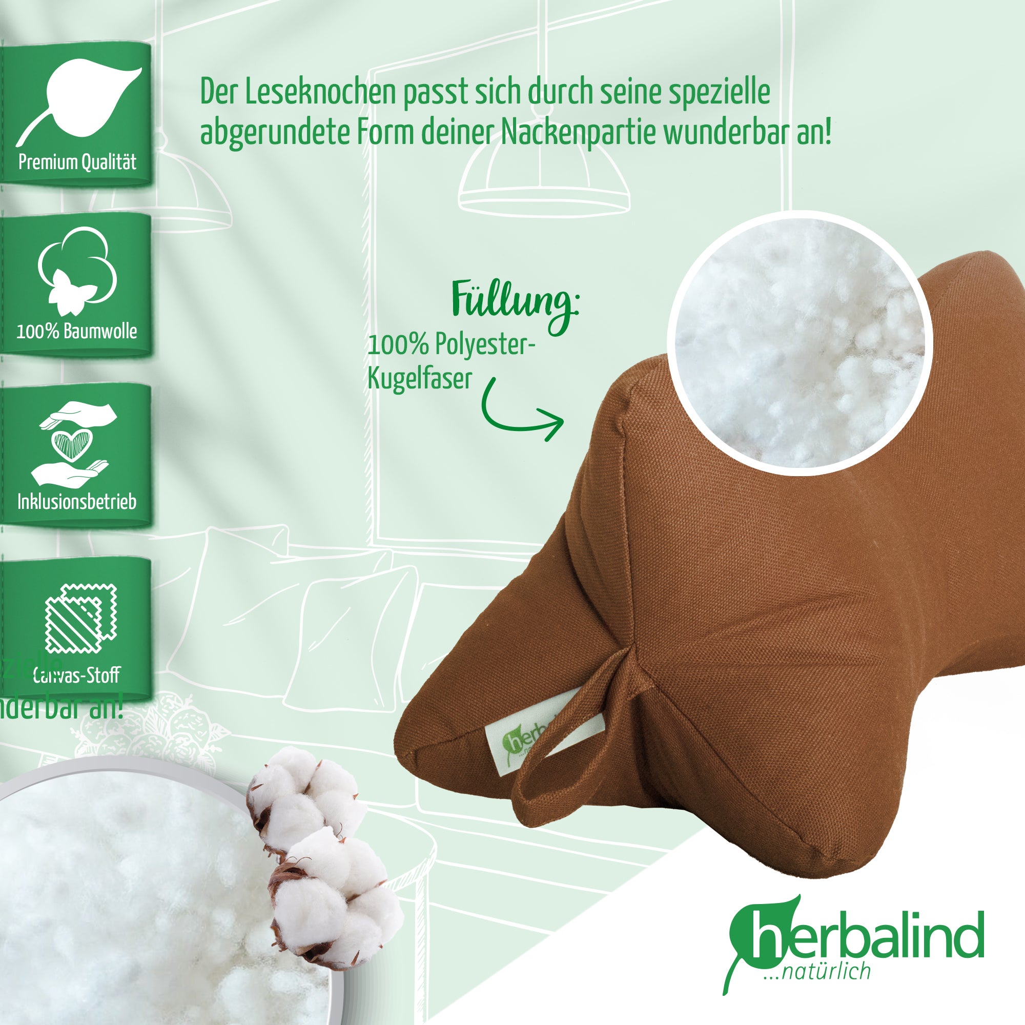 Leseknochen 40x18cm, Babycord Mustard