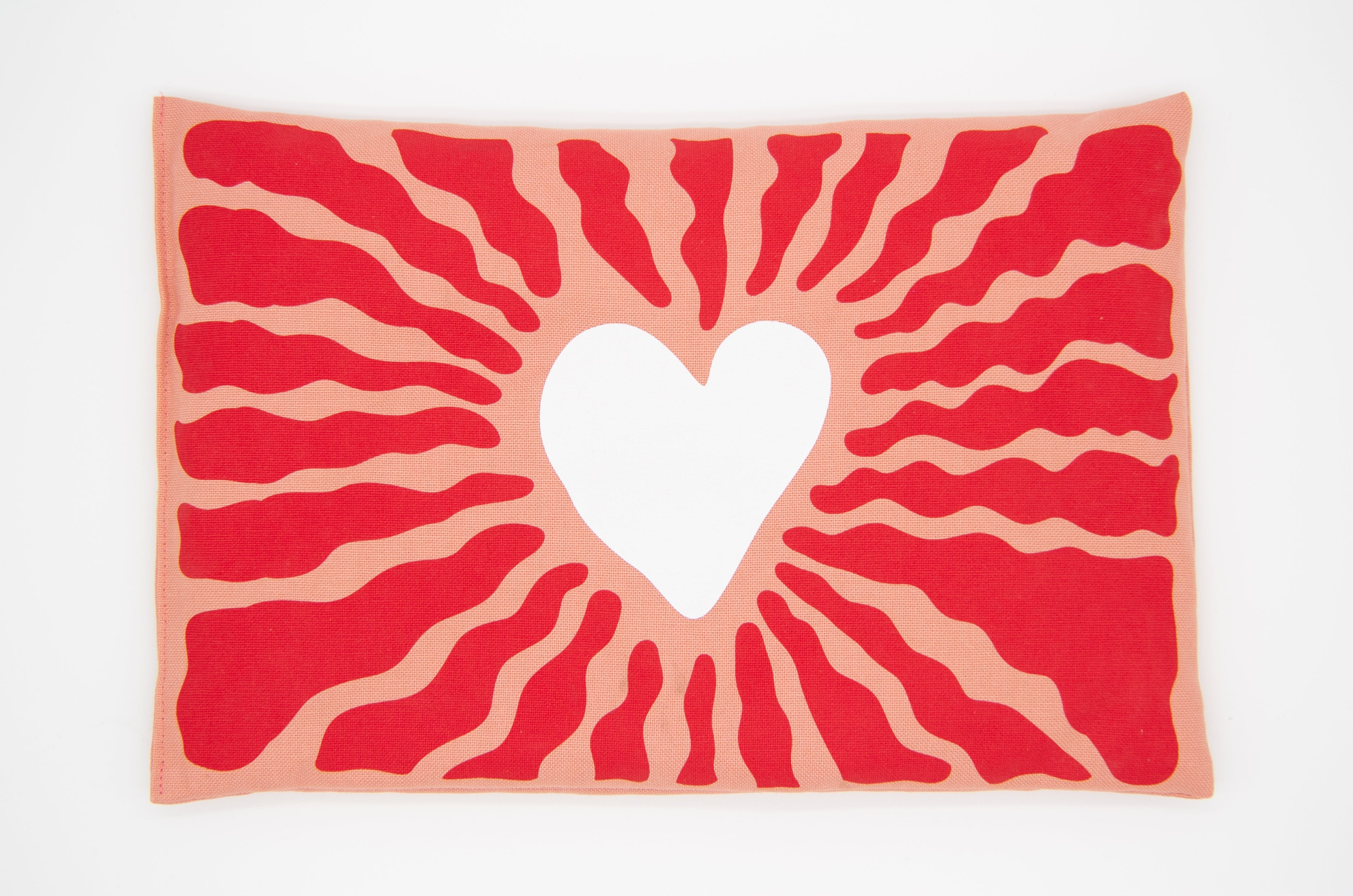 Kirschkernkissen 30x20cm, Herz weiß, Blush