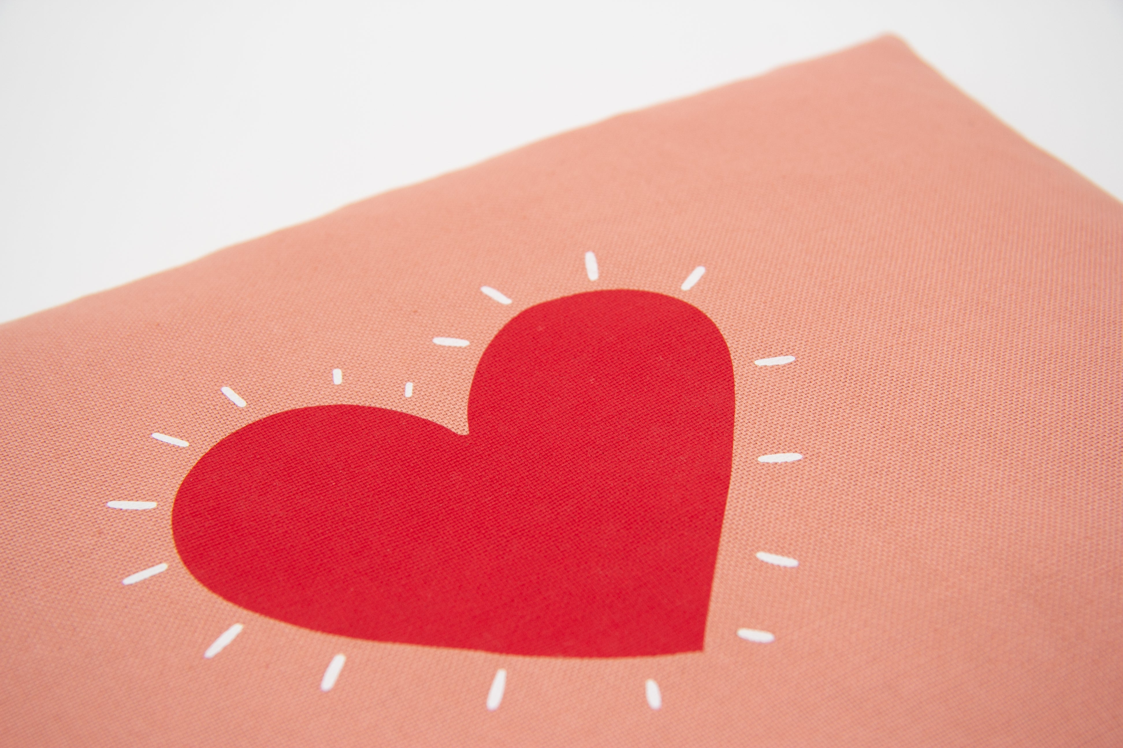 Kirschkernkissen 30x20cm, Herz rot, Blush