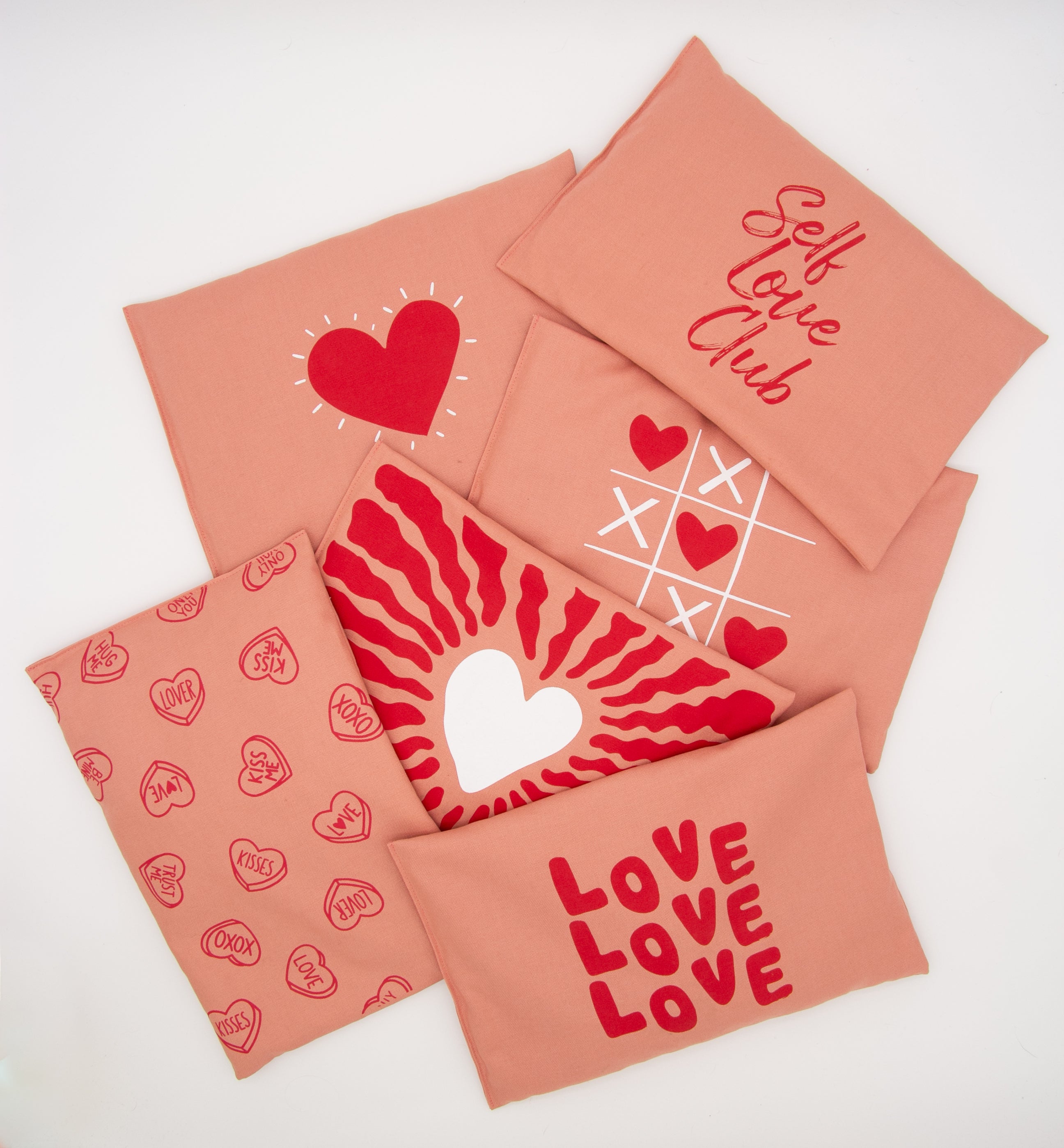 Kirschkernkissen 30x20cm, "Love Love Love", Blush