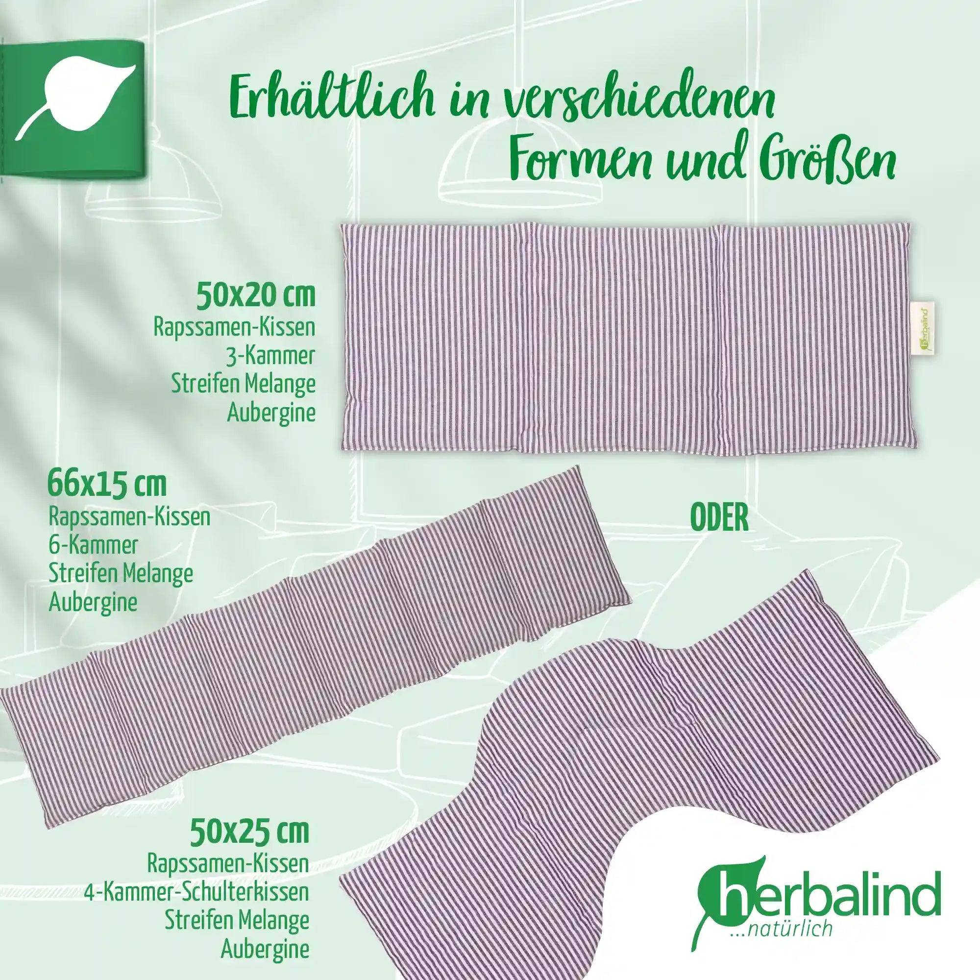 Waermekissen, aubergine gestreift, Rapssamen mit Lavendel, 66x15cm, 4585_7