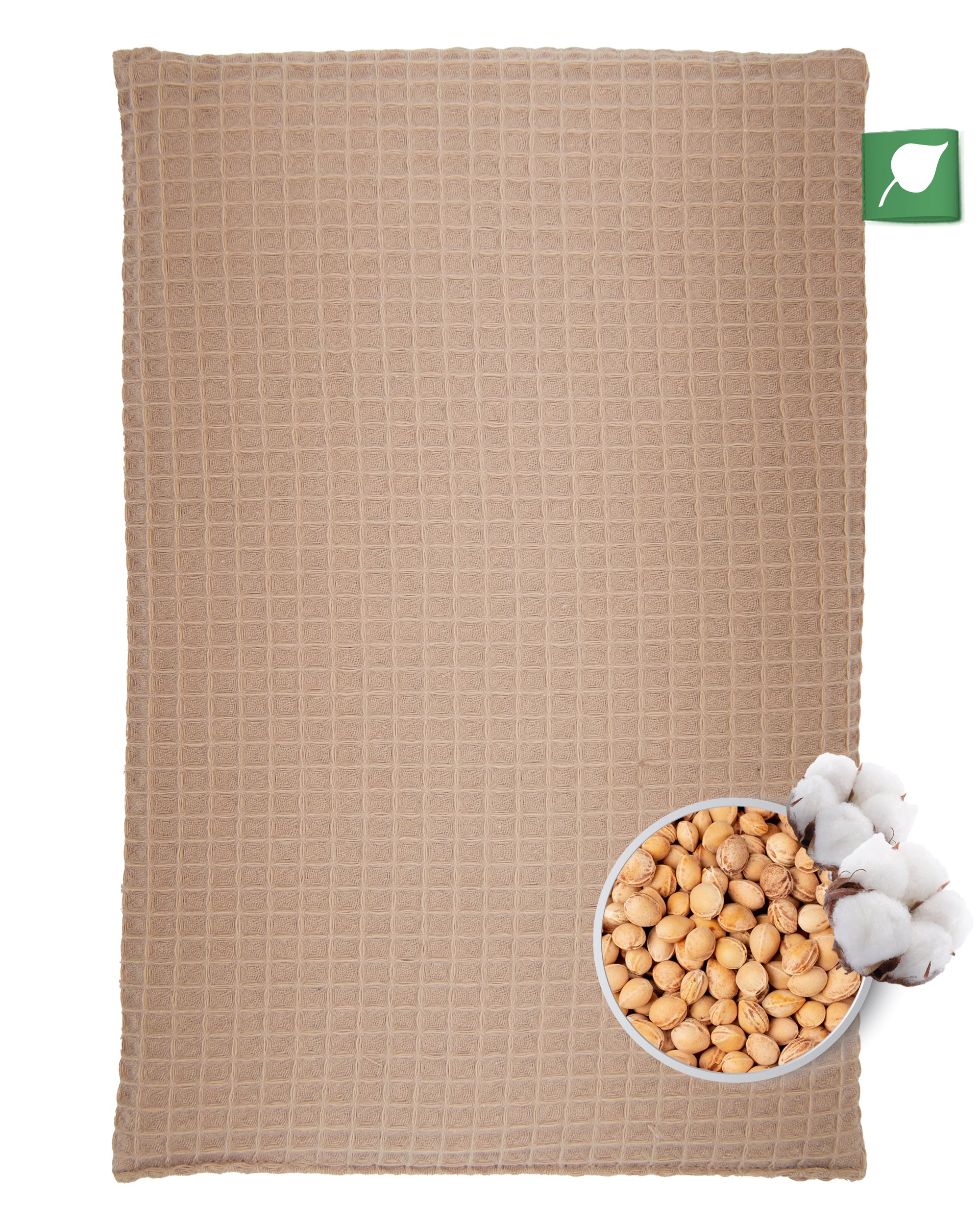 Kirschkernkissen 20x30cm, Waffel-Pique Camel