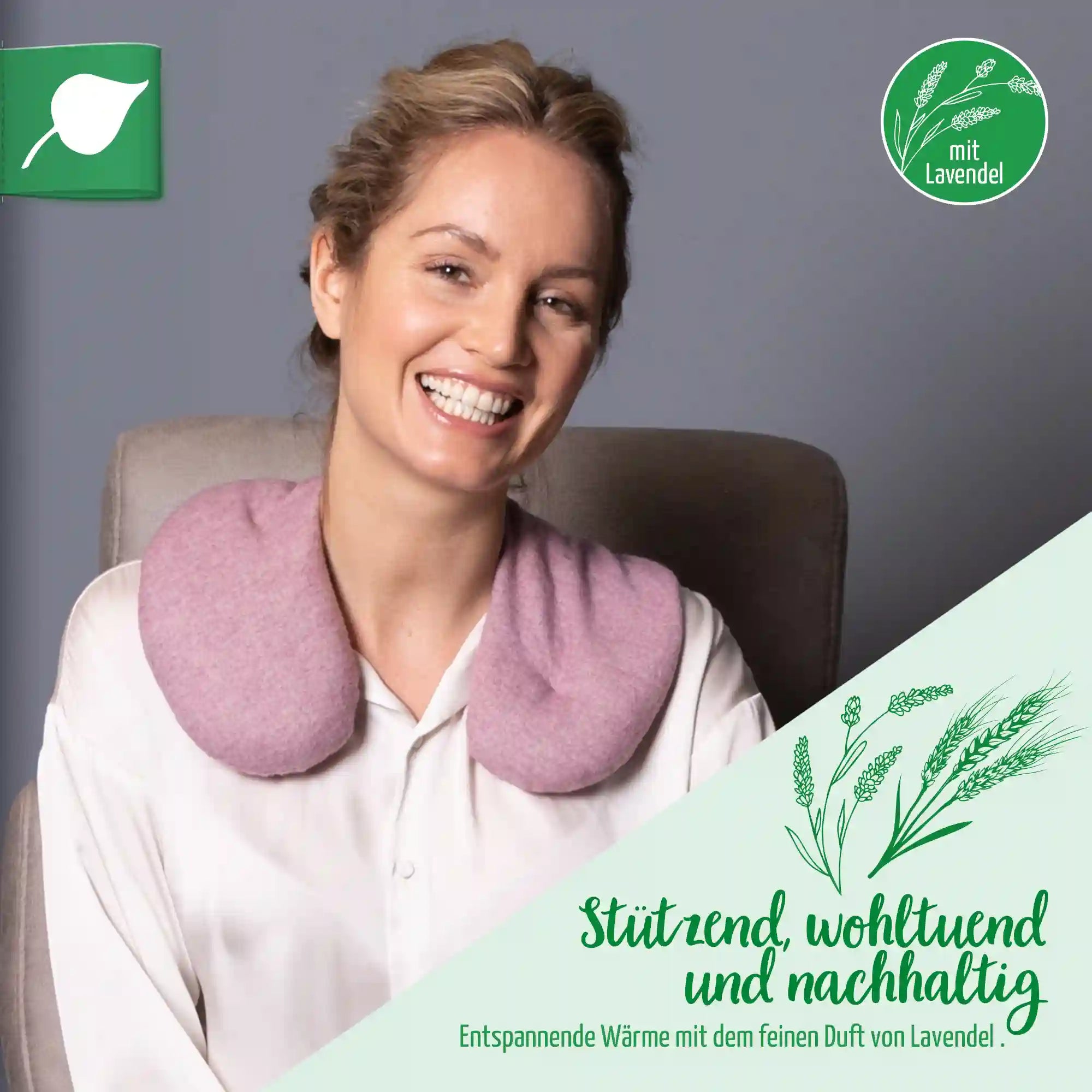 Waermekissen, Nackenhoernchen, Flanell brombeer, Koerner, Getreide mit Lavendel, 30x40cm, 4066_7